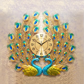 Nordic Casa Moderna Living Ceas de Perete Creative 3Ddiy Păun Mut Ceas Reloj De Pared Moda Decorative Cuarț Ceas de Căldură