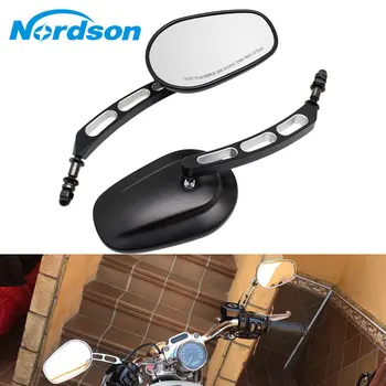 Nordson Universal 1 Pereche de Motociclete Oglinzi Oglinda Retrovizoare 8mm Motocicleta Moto Oglindă din Aluminiu Negru pentru Harley Davidson