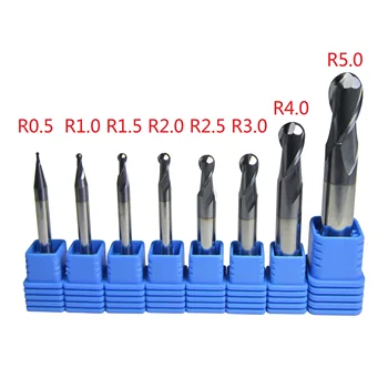 8PCS Rază de 0.5 1.0 1.5 2.0 2.5 3.0 4.0 5.0 mm R0.5 R1 R1.5 R2 R2.5 R3 R4 R5 BallNose EndMills set de mașină CNC de frezat cutter