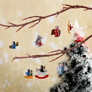 48pcs din Lemn de Crăciun Pandantiv Copac Ornament din Lemn Agățat Pandantive Cadouri de Moș Crăciun Farmece Xmas Copac Ornanment