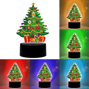 Diamant Pictură de Lumină LED DIY Pom de Crăciun Moș Crăciun Broderie Acasă Lampa de Noapte Gherghef goblen Cadou de Crăciun