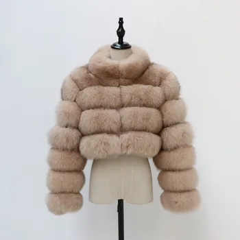 Nou stil real haină de blană de vulpe piele naturala haină călduroasă de iarnă scurt haină de blană de vulpe mâneci lungi de înaltă calitate, transport gratuit