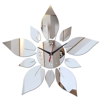 De vânzare la cald diy oglindă material acrilic singură față autocolante de perete stil modern perete de cuarț ceasuri de perete decor acasă ceasuri