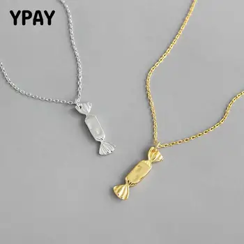YPAY Veritabil 925 sterling Silver Bow Bomboane Pandantiv Colier pentru Femei Fata de Coreea de INS Lanț Cravată Coliere Bijuterii Fine YMN158