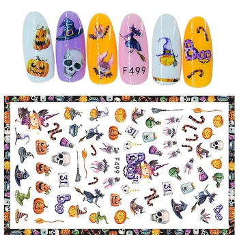 10buc Nail Art Sticker Apă Decalcomanii de Halloween Desene animate de Craciun Unghia Împachetări Fulg de nea Decorare Unghii Manichiura Instrumente