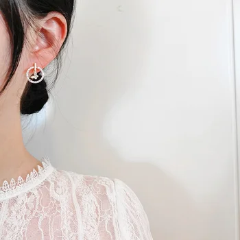 Coreea de Noua Moda Bijuterii Farmec Zircon Cristal Inteligent Fluture Stud Cercei pentru Femeile Elegante, Feminine Geometrică Cerc Cercei