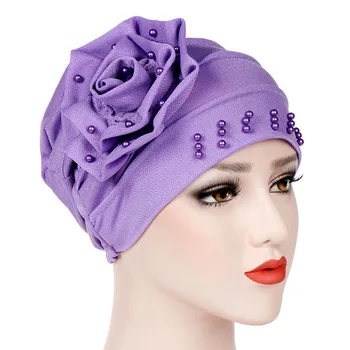 Pearl Floare India Cap Pălărie Beanie pentru Femei din Bumbac Pălărie Musulman Doamna cu Pălărie de Moda Cancer Chimioterapie Pălării pentru Femei 12colors