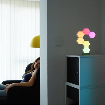 2019 Noi cu LED-uri Cuantice Lampa 5V DIY LED Lumina de Noapte Creative Geometria Ansamblului APP Inteligent de Control Cu Amazon Alexa Inteligent Lampa