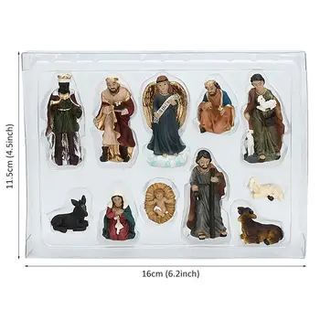 Statuia Scena Nașterii Set De Pat De Copil De Crăciun Figurine Isus Iesle Miniaturi Ornament Biserica Catolică Cadou De Crăciun Acasă Decorare