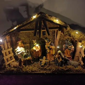 Scena Nașterii Miniaturi Copilul Isus Iesle De Crăciun Pătuț Figurine Statuie Ornament Biserica Crăciun Catolic Cadou Decor Acasă