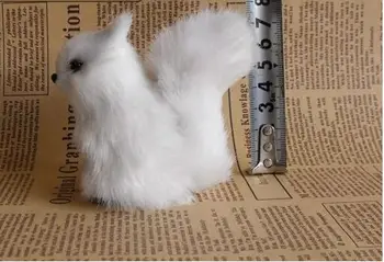 8x7cm alb veveriță model,polietilenă&blănuri de artizanat Figurine decor acasă jucărie cadou a2550