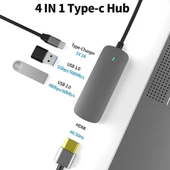 Tebe 4 ÎN 1 C Hub USB Type-c la 4K HDMI, USB3.0 PD Tip c Docking Station Pentru Macbook pro/Air Huawei USB Samsung C Splitter Hub