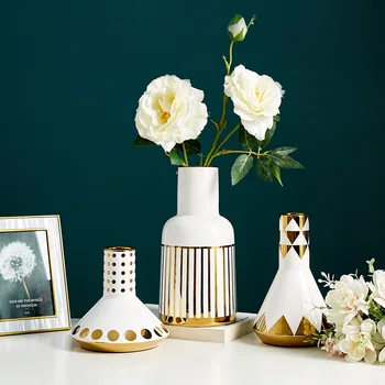 Luminoase Decal placat cu Aur, Vaza Jarrones Decorativos Moderno Nordic Decor Acasă Decor Acasă Accesorii de Nunta Moderne Vaza
