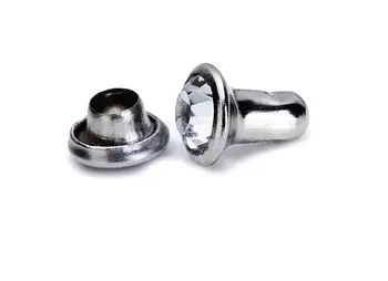 200 de Seturi de 8mm CZ Cristale Stras Nituri Rapide de Argint Nailhead Pete Știfturi DIY Zinc din Aliaj de Metal
