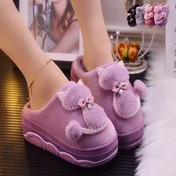 Fete ins pisica papuci de casa pantofi femei blană de diapozitive platforma papuci doamnelor sexy stras papuci de casă