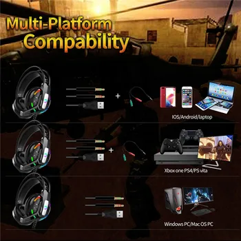 A12 PC Gaming Căști de 3,5 mm Iluminare Cască Non-alunecare de Căști Cu Microfon Piele Ureche-capac set de Căști cu Fir Pentru Jucători