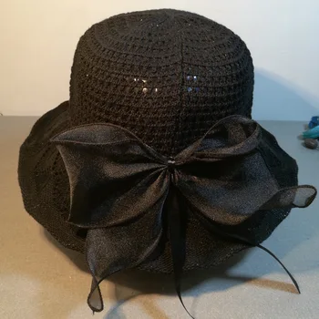 MAXSITI U Mâna capac de sex feminin de vară arc ajurata tricot pălărie găleată de pliere călătorie în aer liber umbra pălărie de pescar