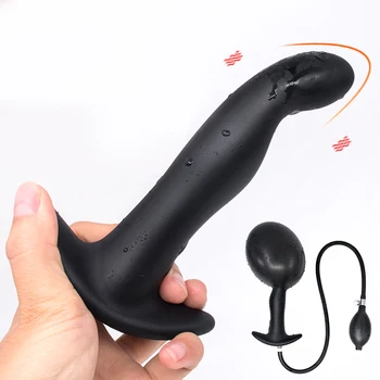 Silicon negru Gonflabile Anal Plug Expandable Butt Plug cu Pompa Adult Sex Produs Jucării Erotice pentru Cupluri, Femei de sex Feminin Gay