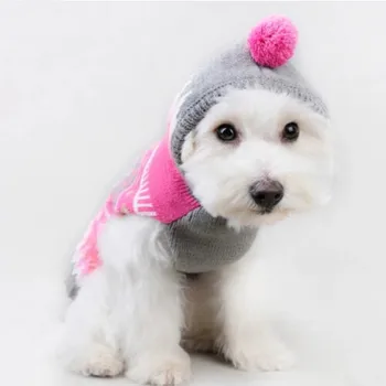 Noua Toamna/iarna Lână Câine de Companie Pulovere de Crăciun Fulg de nea Stil cu Capac pentru întreprinderile Mici și Mijlocii Haine de Câine Animal de casă Supplies (roz)