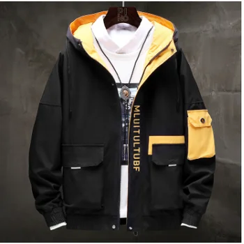 ANSZKTN cu Mâneci Lungi de Marfă jacheta barbati harajuku canadiană jachete cu glugă hip-hop streetwear fermoar paltoane cu buzunare mari