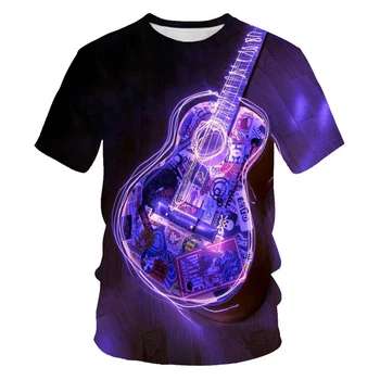 Instrumente muzicale Chitara 3D de Imprimare de Moda Casual pentru Bărbați și Femei T-shirt Strada Pierde t-shirt de Vară de Îmbrăcăminte pentru Bărbați