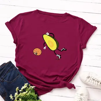 2020 Moda Femei, Plus Dimensiune T-shirt din Bumbac Tricouri Amuzante Avocado Desene animate Imprimate t-shirt pentru femeie O-Gat Maneci Scurte Sus