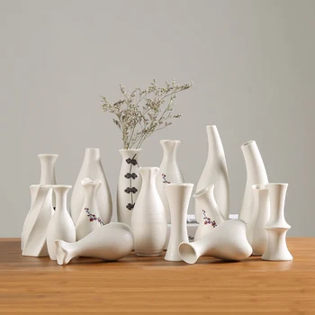 Modern Alb Vaza Ceramica Chineză Stil Simplu Proiectat Ceramică Și Porțelan Vaze Pentru Flori Artificiale Decorative, Figurine