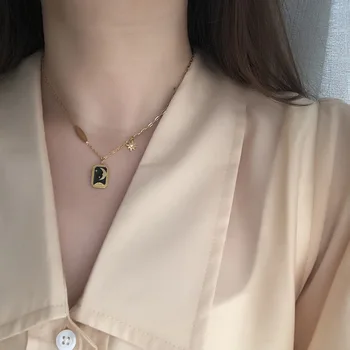 Atemporal Întreb Titan Noroc Luna Lanțuri Cravată Colier Pentru Femei Bijuterii Din Oțel Inoxidabil Gotic Designer Drăguț Cadou Ins 4447