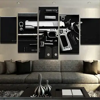 Casa moderna de Arta de Perete Decor Cadru Panza Imagini HD Printuri 5 Piese Pistol Pistol Tablou Living Abstract Jucării Postere