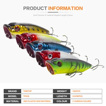 Thritop Nou Design de Vânzări la Cald Momeală Artificială de Pescuit 65mm 13g Calitate TP036 5 Culori Diferite de Pescuit Nada Popper Momeala