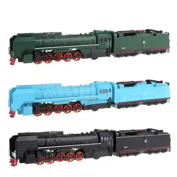 1:87 Retro Tren cu Aburi, Locomotiva Diesel Aliaj Model pentru Copii de Sunet și Lumină Aliaj Trage Înapoi Tren cu Aburi Set de Jucării