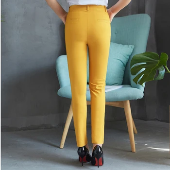 Primăvara Bomboane De Culoare Stretch Slim Picior Drept Pantaloni Femei Casual De Bază Glezna-Lungime Pantaloni De Creion De Mari Dimensiuni Jambiere Pantaloni
