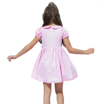 Copiii modelului Rochie Baby Guler Rochie de Bumbac Bubble Sleeve Culoare Solidă Copii Fată Dress