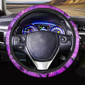 INSTANTARTS Capac Volan Drăguț 3D Fluture Roz Animal Universal de Direcție Capac Roata 15 inch pentru Femei Accesorii Auto
