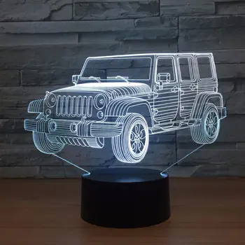 Acrilice Masina Jeep 3D Lumina de Noapte Cadouri inedite 7 Culori Schimbare de Birou LED-uri Lampa de Masa 3D Iluzie Lămpi Pentru Baieti Cadouri