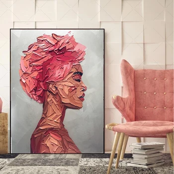 MUTU Portret Femeie de culoare Roșie Pictură în Ulei De HD mașină de Imprimare Pe Panza Pictura pe Perete Imagini Pentru Living Modern Decor Acasă