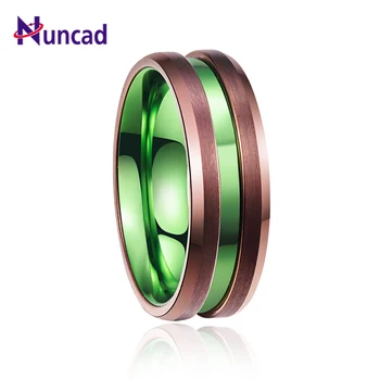 2018 bărbați clasic de inel de nunta marca inel de galvanizare maro verde mijlocul groove tungsten inel de oțel anel masculino T103R