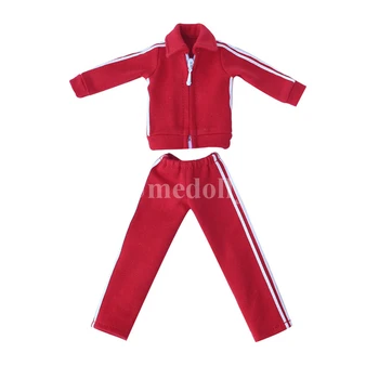 Moda 1/6 BJD Papusa Rosu Sport Costum Sacou + Pantaloni pentru Blyth, Azone S, Holala, Orientul Blyth, Ixdoll, OB11 Haine Papusa Haine