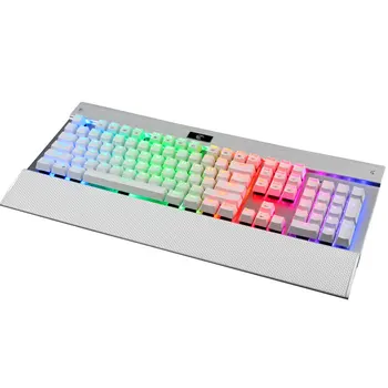 Z-77 RGB Tastatură Mecanică de Gaming, Programabil RGB cu iluminare din spate, DIY Switch-uri Albastre,Restul Încheietura mâinii, 104 Taste Anti-Ghosting,Alb,negru