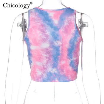 Chicology tie dye lanț y2k moda culturilor rezervor de top de moda festivalul club streetwear femei 2020 toamna iarna sexy de ziua haine