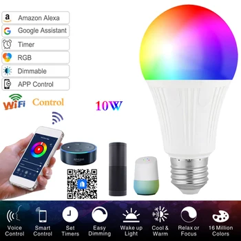 Fcmila Wifi Inteligent Bec E27/E26/E14/B22 Bază de Reglaj Bec Inteligent WiFi LED Bombilla 10W RGB+CW Clould APLICATIE inteligenta
