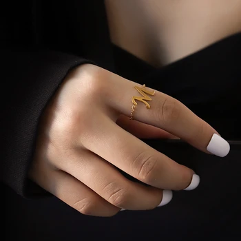 TOSOKO Bijuterii din Oțel Inoxidabil Simplu M-Lanț Piersic Inima Deget Inelul de Moda pentru Femei Inel BSA124