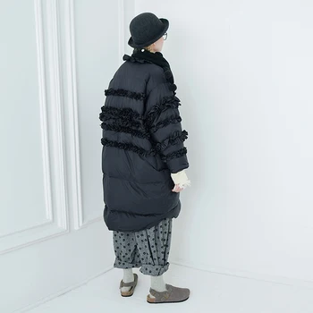 Imakokoni negru jos jacheta de design originale în vrac gros cald mid-lungime haina de iarna pentru femeie 182513