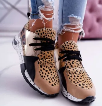 2020 Toamna Femei Adidași Pantofi Casual Moda Contrast De Culoare Leopard Pantofi Sport Femei Indesata Adidași De Sex Feminin Pantofi Platforma