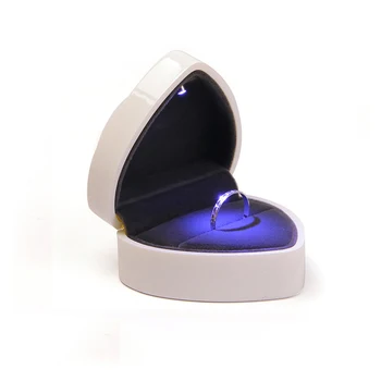 2020 Moda în Formă de Inimă de Lumină LED Inel Colier Bijuterii Cutie de Cadou de Înaltă Calitate de Diamant Fata Moale de Pluș de Bijuterii Cutie de Cadou