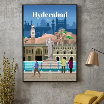 Deplasați la Hyderabad Panza de Călătorie poster de Arta de Perete Imaginile pentru Camera de zi Decor Acasă Nici un Cadru