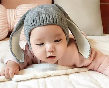 Iarna Pui De Iepure Urechi Lungi Tricotate Beanie Hat Adorabil Copil Babys Pălării De Primăvară Bunny Chelioși Capac Bonnet