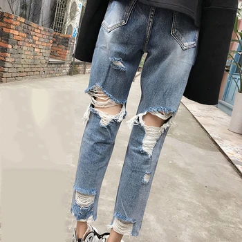 Jeans Femei Aflate În Dificultate Blugi Rupti Pentru Femei Talie Inalta Blugi Prietenul Femei Distrus Blugi Cu O Gaură În Partea Din Spate