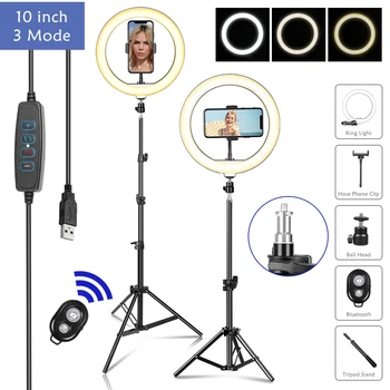 10Inch CONDUS Selfie Inel de Lumina Cu Trepied si Bluetooth Estompat de Telefon Inel de Lampa Fotografice de Iluminat cu Suport de Telefon pentru Live
