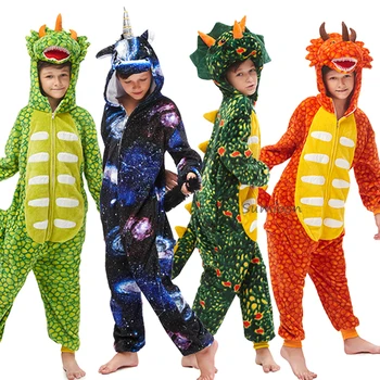 Kigurumi Copii Pijamale Unicorn Panda Băieți Fete Dinozaur Leu Iarna Kigrumi Costum pentru Copii Pijamale Onesie Pijamale Flanel